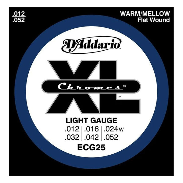 D'Addario ECG25 Chromes Flatwound Electric Guitar Strings Light 12-52