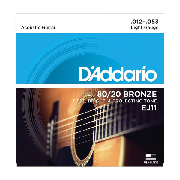 D'Addario EJ11 80/20 Bronze Acoustic Guitar Strings Light 12-53