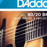 D'Addario EJ11 80/20 Bronze Acoustic Guitar Strings Light 12-53 close-up detail
