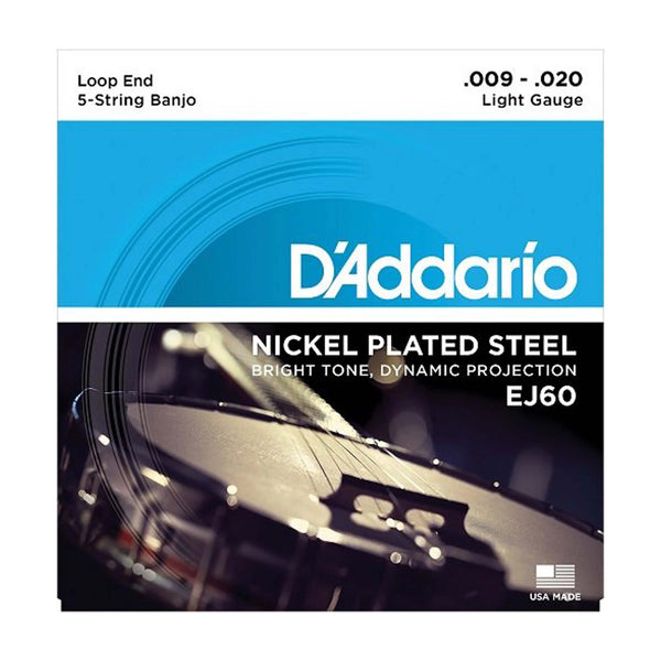 D'Addario EJ60 Nickel 5-String Banjo Strings Light 9-20