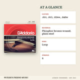 D'Addario EJ74 Phosphor Bronze Mandolin Strings Medium 11-40 at a glance gauges material ends strings