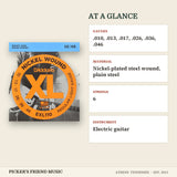 D'Addario EXL110 Nickel Wound Electric Guitar Strings Regular Light 10-46 at a glance gauges material strings instrument