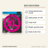 D'Addario EXL170-5 Nickel Wound 5-String Bass Strings Light 45-130 Long Scale key features nickel-plated steel round light gauge 45-130 long scale bright punchy tone made in the usa