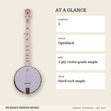 Deering Goodtime 5-String Openback Banjo Natural Maple at a glance strings style rim neck