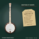 Deering Goodtime Two 5-String Resonator Banjo Natural Maple hand set up in Athens Tennessee before it ships