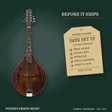 Eastman MD305 A-Style Mandolin with Gig Bag Classic Finish hand set up in Athens Tennessee before it ships
