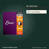 What is in the box with Elixir 11002 Nanoweb 80/20 Bronze Acoustic Guitar Strings Extra Light 10-47