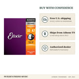 Free shipping and authorized dealer warranty for Elixir 11002 Nanoweb 80/20 Bronze Acoustic Guitar Strings Extra Light 10-47