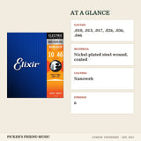 Elixir 12052 Nanoweb Nickel Plated Steel Electric Guitar Strings Light 10-46 at a glance gauges material coating strings