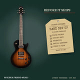 Epiphone Les Paul Tribute Electric Guitar Vintage Sunburst hand set up in Athens Tennessee before it ships