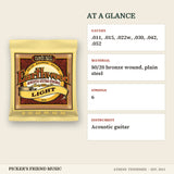 Ernie Ball 2004 Earthwood 80/20 Bronze Acoustic Guitar Strings Light 11-52 at a glance gauges material strings instrument