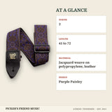Ernie Ball Jacquard Guitar Strap Purple Paisley at a glance width length material design