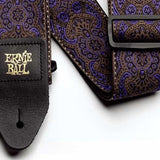 Ernie Ball Jacquard Guitar Strap Purple Paisley close-up detail