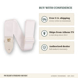 Free shipping and authorized dealer warranty for Ernie Ball Polypro Guitar Strap White