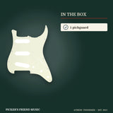 What is in the box with Fender 11-Hole Modern Stratocaster S/S/S Pickguard 3-Ply Mint Green