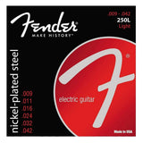 Fender 250L Super 250 Nickel Plated Steel Electric Guitar Strings Light 9-42 on white background