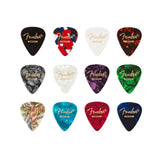 Fender 351 Shape Celluloid Medley Guitar Picks Medium 12-Pack on white background