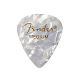 Fender 351 Shape Premium Celluloid Guitar Picks Medium White Moto 12-Pack on white background