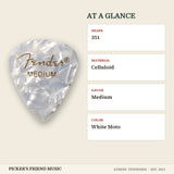 Fender 351 Shape Premium Celluloid Guitar Picks Medium White Moto 12-Pack at a glance shape material gauge color