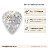 Free shipping and authorized dealer warranty for Fender 351 Shape Premium Celluloid Guitar Picks Medium White Moto 12-Pack