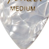 Fender 351 Shape Premium Celluloid Guitar Picks Medium White Moto 12-Pack close-up detail
