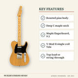 Fender American Professional II Telecaster Electric Guitar Butterscotch Blonde key features roasted pine body deep c maple neck maple fingerboard 9.5 v-mod ii single-coil tele top-load or string-through