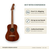 Free shipping and authorized dealer warranty for Fender California Standard Redondo Mini Acoustic Guitar Natural