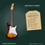 Fender Standard Stratocaster Electric Guitar 3-Color Sunburst hand set up in Athens Tennessee before it ships