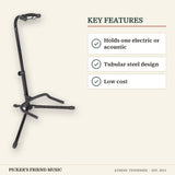 Gator Rok-It RI-GTRSTD-1 Tubular Guitar Stand Black key features holds one electric or acoustic tubular steel design low cost