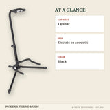 Gator Rok-It RI-GTRSTD-1 Tubular Guitar Stand Black at a glance capacity fits color