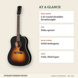 Gibson J-45 Special Acoustic-Electric Guitar Satin Vintage Sunburst at a glance body shape top back & sides neck