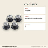 Gibson Top Hat Knobs Black with Silver Metal Inserts 4-Pack at a glance style color quantity