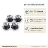 Free shipping and authorized dealer warranty for Gibson Top Hat Knobs Black with Silver Metal Inserts 4-Pack
