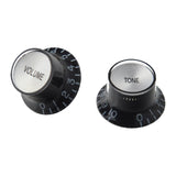 Gibson Top Hat Knobs Black with Silver Metal Inserts 4-Pack detail view