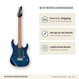 Free shipping and authorized dealer warranty for Ibanez GIO GRX70QA Electric Guitar Transparent Blue Burst