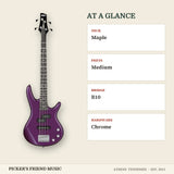 Ibanez GSRM20 Mikro Short-Scale Bass Guitar Metallic Purple at a glance neck frets bridge hardware