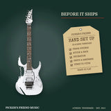 Ibanez JEMJR Steve Vai Signature Electric Guitar White hand set up in Athens Tennessee before it ships