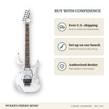 Free shipping and authorized dealer warranty for Ibanez JEMJR Steve Vai Signature Electric Guitar White