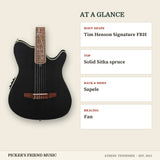 Ibanez TOD10N Tim Henson Signature Nylon-String Acoustic-Electric Guitar Transparent Black Flat at a glance body shape top back & sides bracing