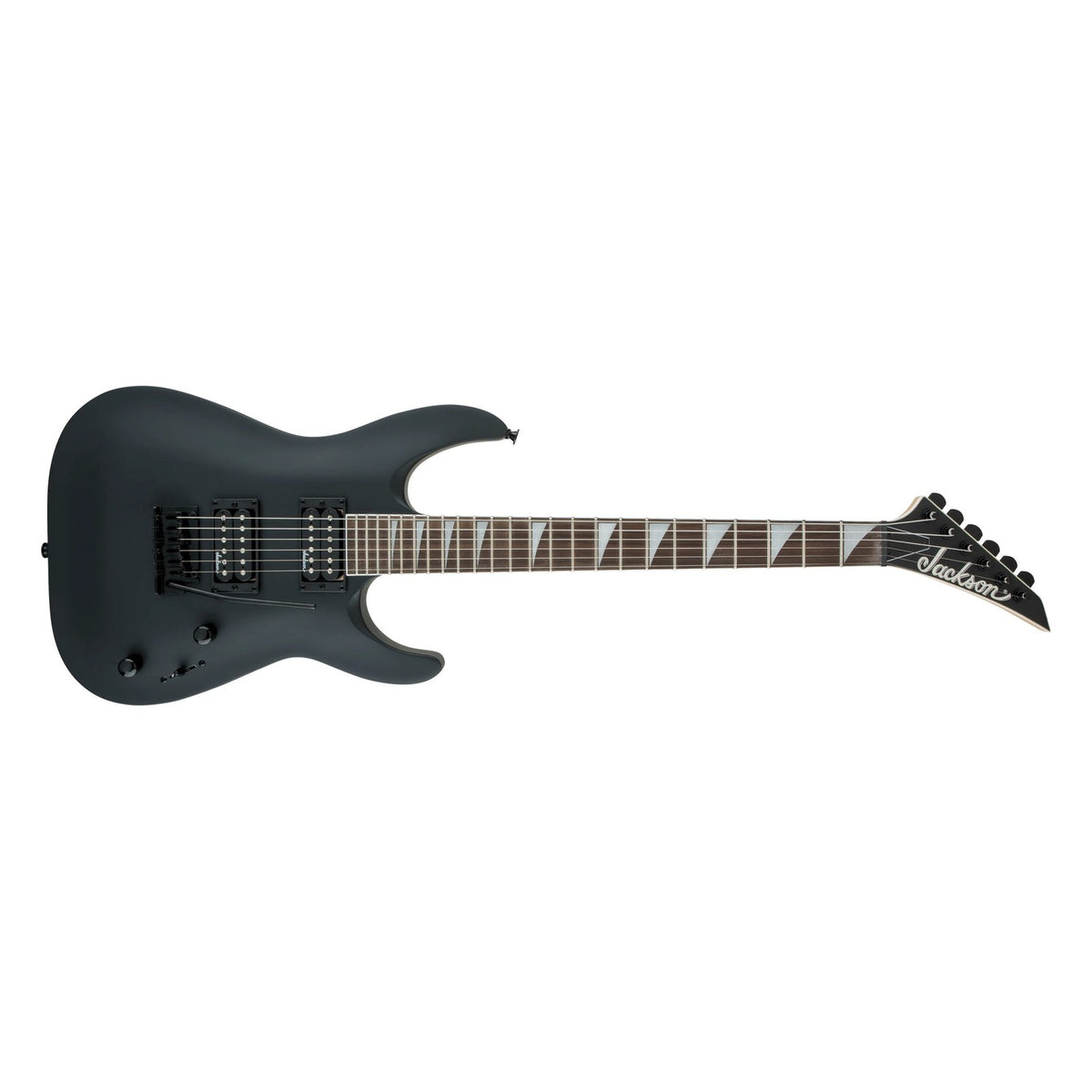 Jackson JS22 DKA Dinky Arch Top Electric Guitar Satin Black on white background
