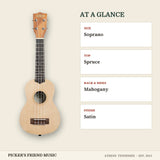 Kala KA-15S-S Satin Spruce Top Mahogany Soprano Ukulele at a glance size top back & sides finish