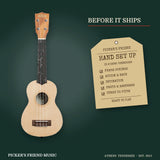 Kala KA-15S-S Satin Spruce Top Mahogany Soprano Ukulele hand set up in Athens Tennessee before it ships