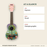 Kala Ukadelic Uketopia Soprano Ukulele with Tote Bag at a glance size body finish