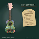 Kala Ukadelic Uketopia Soprano Ukulele with Tote Bag hand set up in Athens Tennessee before it ships