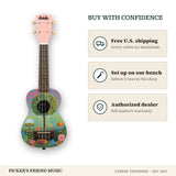 Free shipping and authorized dealer warranty for Kala Ukadelic Uketopia Soprano Ukulele with Tote Bag