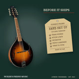 Kentucky KM-150 Standard A-Style Mandolin with Gig Bag Vintage Sunburst hand set up in Athens Tennessee before it ships