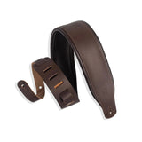 Levy's M26PD 3 Inch Padded Top Grain Leather Guitar Strap Dark Brown on white background
