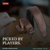 Levy's M26PD 3 Inch Padded Top Grain Leather Guitar Strap Dark Brown from Picker's Friend Music in Athens Tennessee