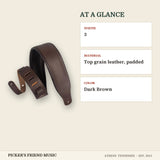 Levy's M26PD 3 Inch Padded Top Grain Leather Guitar Strap Dark Brown at a glance width material color
