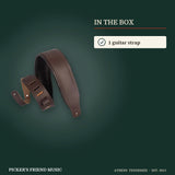 What is in the box with Levy's M26PD 3 Inch Padded Top Grain Leather Guitar Strap Dark Brown